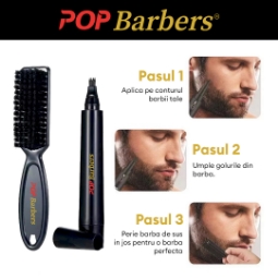 Маркер за контуриране на брада + избледняваща четка- POP BARBERS - Черен