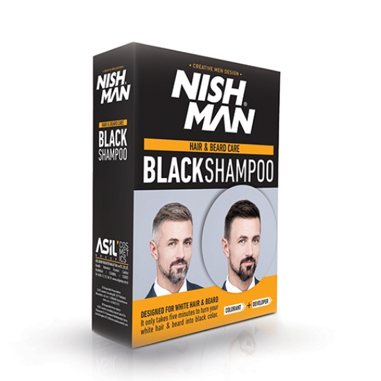 NISH MAN - Sampon pentru barba si par colorat - Negru