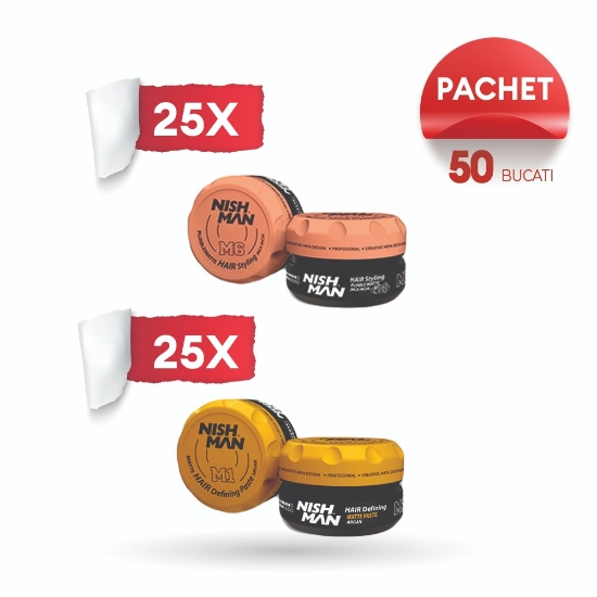 Pachet promo - NISH MAN - Ceara de par 30 ml - M1 + M6 - 50 buc