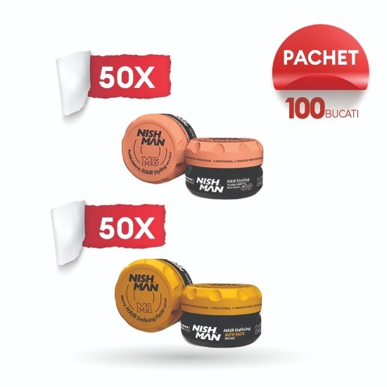 Pachet promo - NISH MAN - Ceara de par 30 ml - M1 + M6 - 100 buc