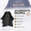 Pelerina coafor/frizerie - ROVRA - Neagra - Logo R