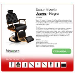 ПРОМО ПАКЕТ - Бръснарски стол - Juarez - Черен + ПРОДУКТИ ПОДАРЪК