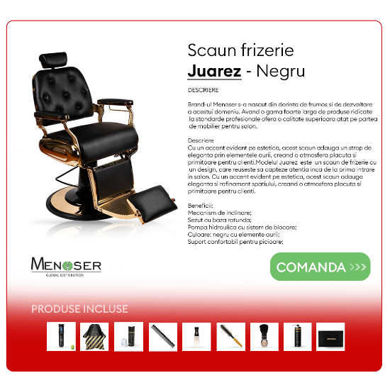 Снимка на ПРОМО ПАКЕТ - Бръснарски стол - Juarez - Черен + ПРОДУКТИ ПОДАРЪК