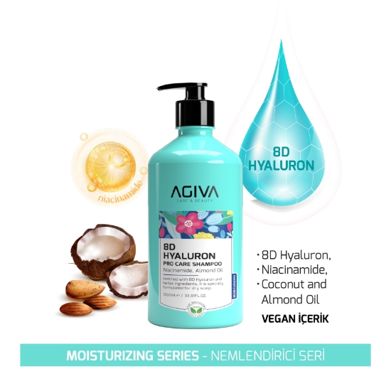 Imagine Sampon hidratant pentru par - AGIVA -  8D HYALURON - 1000 ml  