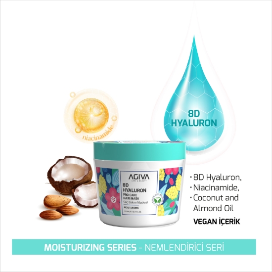 Снимка на Хидратираща маска за коса - AGIVA -  8D Hyaluron - 300 ml  