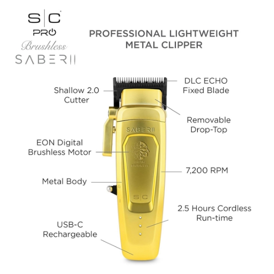 Снимка на Машинка за подстригване - STYLECRAFT - Saber II - 7.500 RPM - Gold