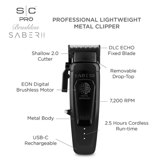 Снимка на Машинка за подстригване - STYLECRAFT - Saber II - 7.500 RPM - Black