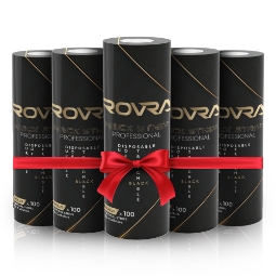 Снимка на ПРОМО ПАКЕТ - Хартиени яки Rovra за бръснарство - Черни - комплект 5 ролки - 6 бр 