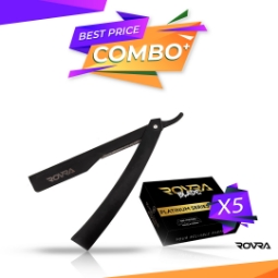 Imagine Pachet promo - ROVRA - Brici otel inoxidabil Negru +  5  buc. X Lame pentru ras 