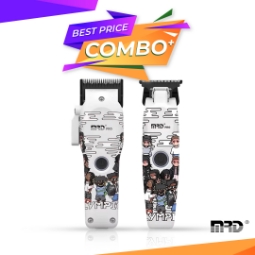 Снимка на Комплект MRD - Машинка за подстригване + Тример  - без кабел - Бял цвят 