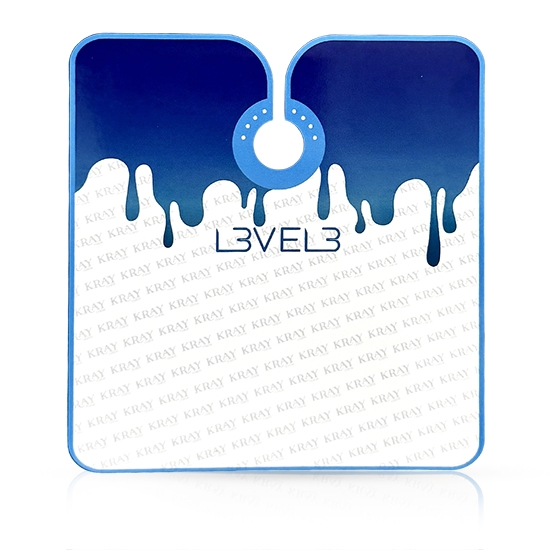 Imagine Pelerina frizerie/coafor - L3VEL3  - guler neopren - alba cu insertie albastru - KRAY