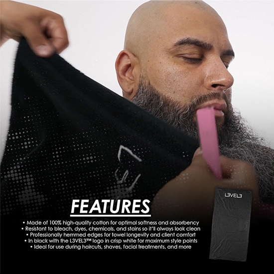 Снимка на Бръснарска хавлия - L3VEL3 - памук - черна