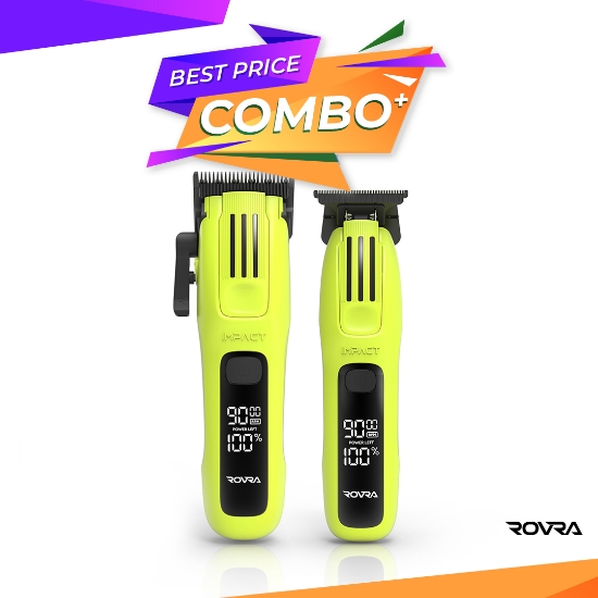 Снимка на Комплект ROVRA - IMPACT - Mашинка за подстригване +  Тример  - Зелен
