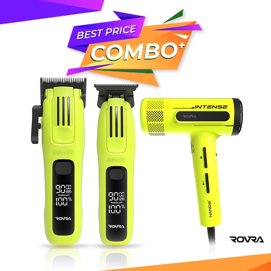 Imagine Set ROVRA - IMPACT - Masina de tuns + Masina de contur + Uscator de par Intense - Verde 